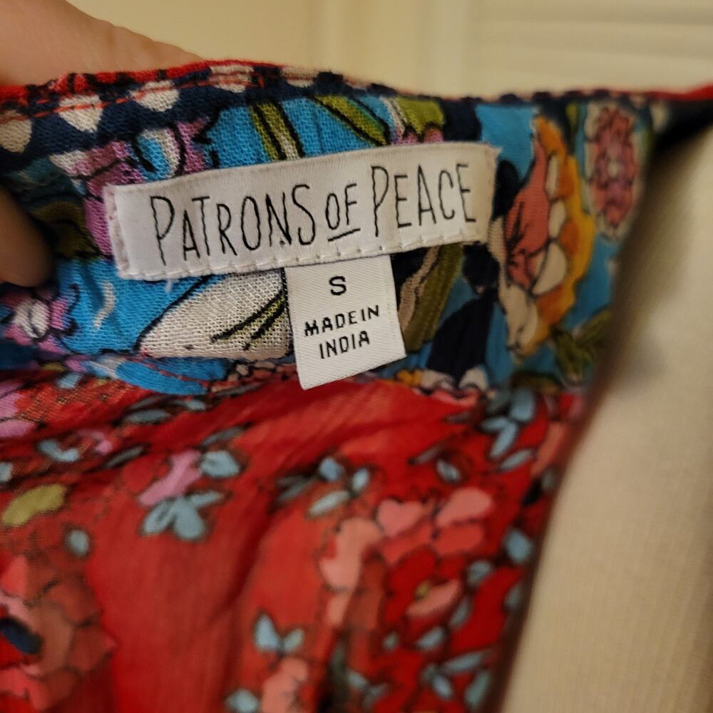 Boho 2000s Patrons of Peace Rayon Cardigan Floral Border Size S Flowy Sleeve - Picture 8 of 8